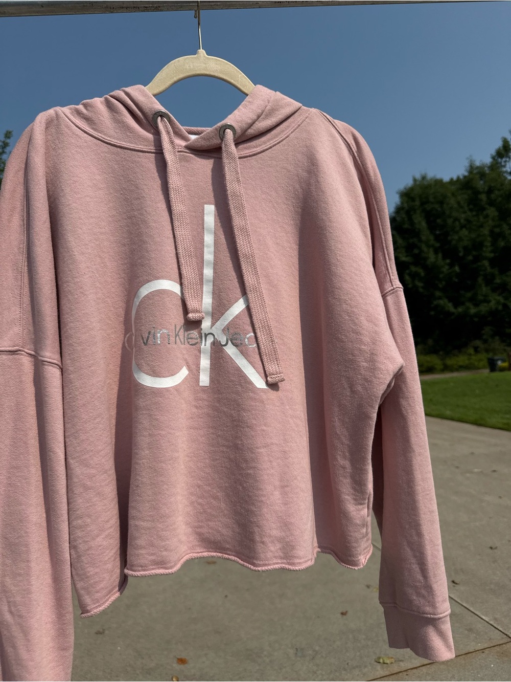 Calvin Klein Pink Cropped Hoodie